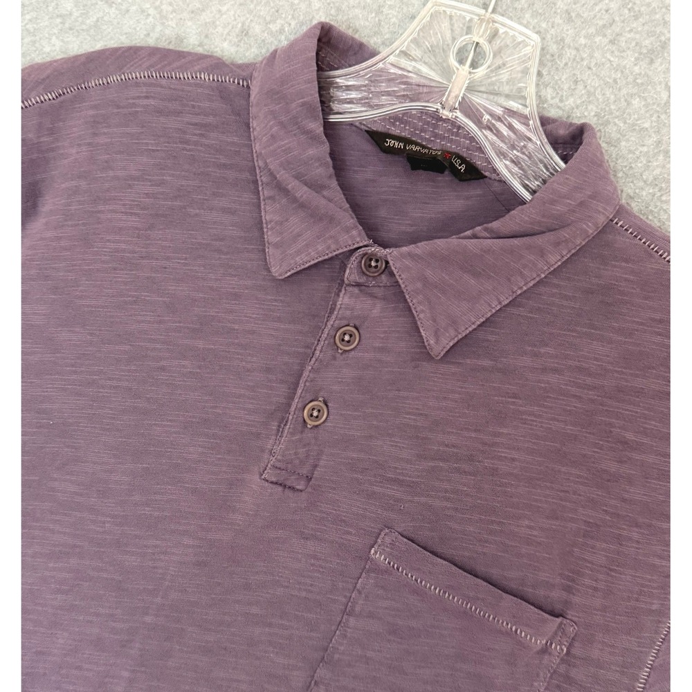 John Varvatos USA Polo Shirt Mens Medium Purple Knit Short Sleeve Pocket READ